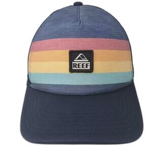 Reef Trucker Hat Blue Pink Striped Mesh Snapback OS Adjustable Embroidered Logo